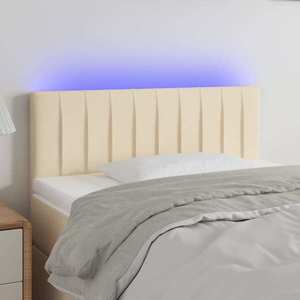 vidaXL Tăblie de pat cu LED, crem, 80x5x78/88 cm, textil imagine
