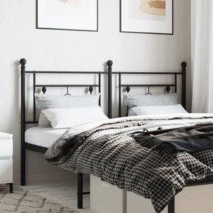 vidaXL Tăblie de pat metalică, negru, 150 cm imagine