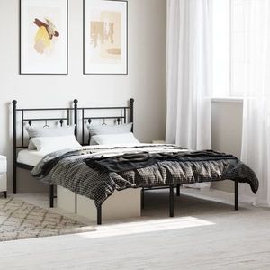 vidaXL Cadru de pat metalic cu tăblie, negru, 140x200 cm imagine