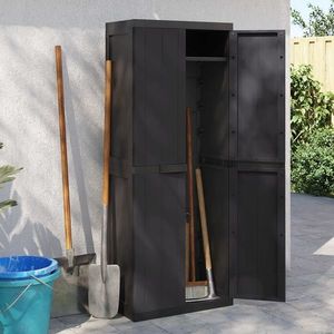 vidaXL Dulap depozitare de exterior, negru, 65x37x165 cm, PP imagine