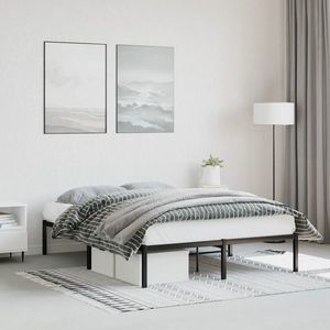 vidaXL Cadru pat metalic, negru, 135x190 cm imagine