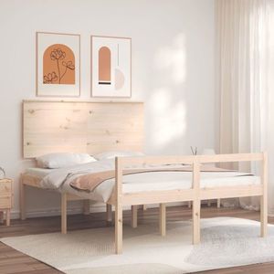 vidaXL Cadru de pat senior cu tăblie dublu, lemn masiv imagine