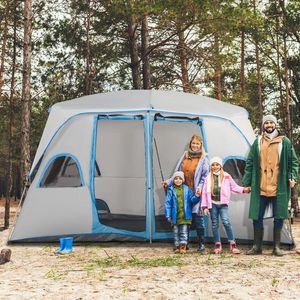 Outsunny Cort Spațios pentru Camping, Ideal pentru 4-8 Persoane, Ușor de Montat, 400x240x210cm | Aosom Romania imagine