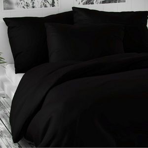Lenjerie de pat din satin Luxury Collection, negru, 140 x 200 cm, 70 x 90 cm imagine