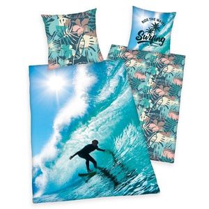 Lenjerie de pat din bumbac Surfing, 140 x 200 cm, 70 x 90 cm imagine