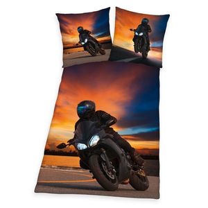 Lenjerie de pat din bumbac Motorcycle, 140 x 200 cm, 70 x 90 cm imagine