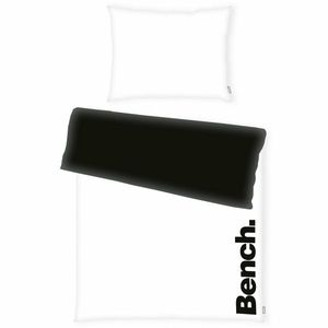 Lenjerie de pat Bench din bumbac alb-negru, 140 x 200 cm, 70 x 90 cm imagine