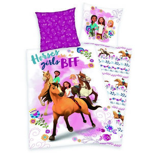 Lenjerie de pat din bumbac pentru copii Spirit Horses girls, 140 x 200 cm, 70 x 90 cm imagine