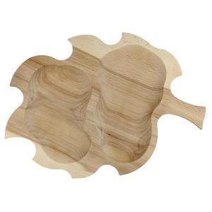 Platou forma Frunza, tava de servire cu 2 compartimente, lemn masiv, rustic - OnemisFlot imagine