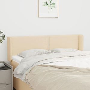 vidaXL Tăblie de pat cu aripioare crem 147x16x78/88 cm textil imagine