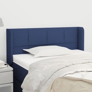 vidaXL Tăblie de pat cu aripioare albastru 83x16x78/88 cm textil imagine