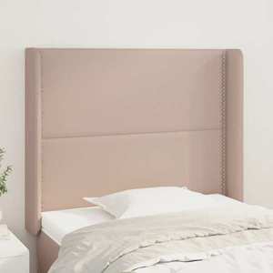vidaXL Tăblie pat cu aripioare cappuccino 103x16x118/128 cm piele eco imagine
