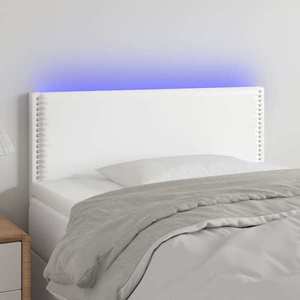 vidaXL Tăblie de pat cu LED, alb, 80x5x78/88 cm, piele ecologică imagine