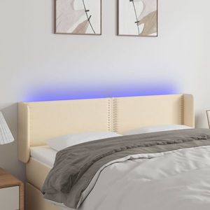 vidaXL Tăblie de pat cu LED, crem, 147x16x78/88 cm, textil imagine