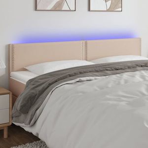vidaXL Tăblie de pat cu LED cappuccino 200x5x78/88 cm piele ecologică imagine