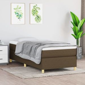 vidaXL Pat box spring cu saltea, maro închis, 100x200 cm, textil imagine