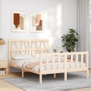 vidaXL Cadru de pat cu tăblie, 120x200 cm, lemn masiv imagine