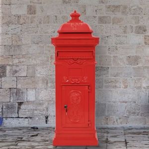 vidaXL Cutie poștală stâlp, aluminiu, stil vintage, inoxidabil, roșu imagine