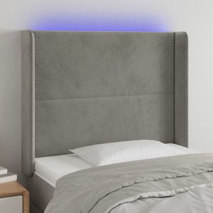 vidaXL Tăblie de pat cu LED, gri deschis, 83x16x118/128 cm, catifea imagine