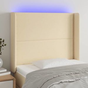 vidaXL Tăblie de pat cu LED, crem, 93x16x118/128 cm, textil imagine