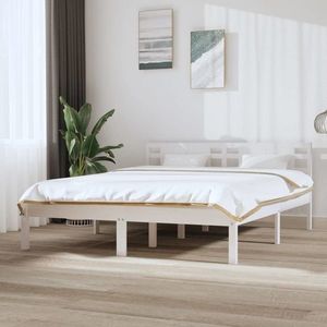 vidaXL Cadru de pat King Size, alb, 150x200 cm, lemn masiv imagine