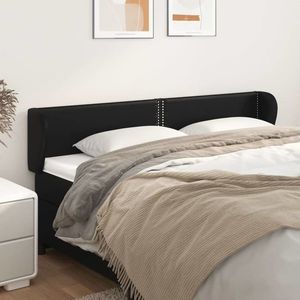 vidaXL Tăblie de pat cu aripioare negru 203x23x78/88cm piele ecologică imagine