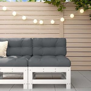 vidaXL Canapea de mijloc pentru grădină, alb, lemn masiv de pin imagine