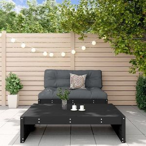 vidaXL Set mobilier relaxare grădină, 2 piese, negru, lemn masiv pin imagine