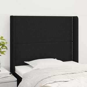 vidaXL Tăblie de pat cu aripioare, negru, 83x16x118/128 cm, textil imagine