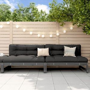 vidaXL Canapele de mijloc grădină 2 buc. gri 120x80 cm lemn masiv pin imagine