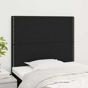 vidaXL Tăblii de pat, 2 buc, negru, 80x5x78/88 cm, textil imagine