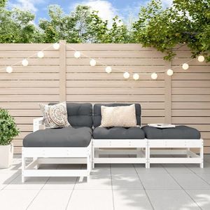 vidaXL Set mobilier relaxare de grădină, 4 piese, alb, lemn masiv pin imagine