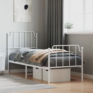 vidaXL Cadru de pat metalic cu tăblie de cap/picioare alb, 80x200 cm imagine