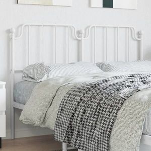 vidaXL Tăblie de pat metalică, alb, 150 cm imagine
