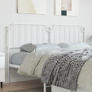 vidaXL Tăblie de pat metalică, alb, 180 cm imagine