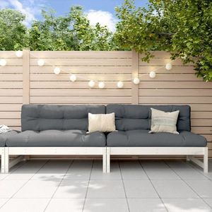 vidaXL Canapele de mijloc grădină 2 buc. alb 120x80 cm lemn masiv pin imagine