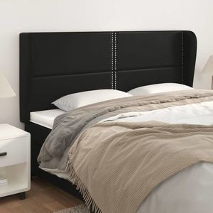 vidaXL Tăblie de pat cu aripioare, negru, 203x23x118/128 cm, piele eco imagine