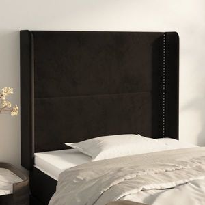 vidaXL Tăblie de pat cu aripioare, negru, 83x16x118/128 cm, catifea imagine