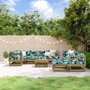 vidaXL Set mobilier relaxare de grădină, 10 piese, lemn de pin tratat imagine