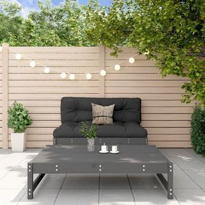 vidaXL Set mobilier relaxare grădină, 2 piese, gri, lemn masiv de pin imagine