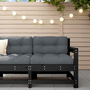 vidaXL Canapea de colț pentru grădină, negru, lemn masiv de pin imagine