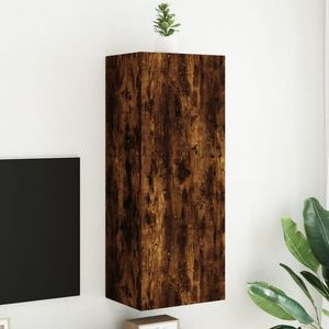 vidaXL Comodă TV de perete stejar fumuriu 40, 5x30x102cm lemn prelucrat imagine