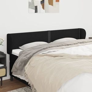vidaXL Tăblie de pat cu aripioare negru 163x23x78/88 cm textil imagine