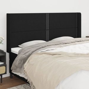 vidaXL Tăblie de pat cu aripioare, negru, 163x16x118/128 cm, textil imagine