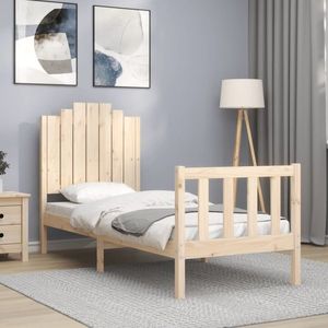 vidaXL Cadru de pat cu tăblie single mic, lemn masiv imagine