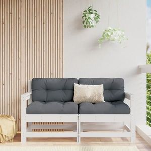 vidaXL Canapea de colț de grădină, 2 buc., alb, lemn masiv de pin imagine