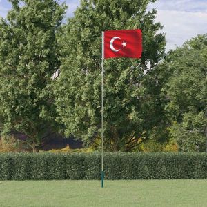 vidaXL Steag Turcia și stâlp din aluminiu, 5, 55 m imagine