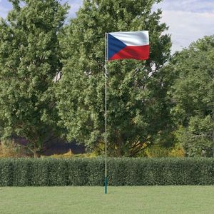 vidaXL Steag Cehia și stâlp din aluminiu, 5, 55 m imagine
