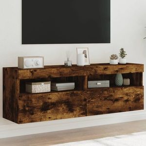 vidaXL Comodă TV de perete cu LED, 2 buc. stejar fumuriu, 60x30x40 cm imagine