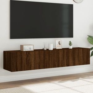 vidaXL Comodă TV de perete cu LED, 2 buc. stejar maro, 80x35x31 cm imagine